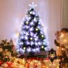 Albero di Natale in Fibra Ottica con Luci a LED e palline decorative 90cm