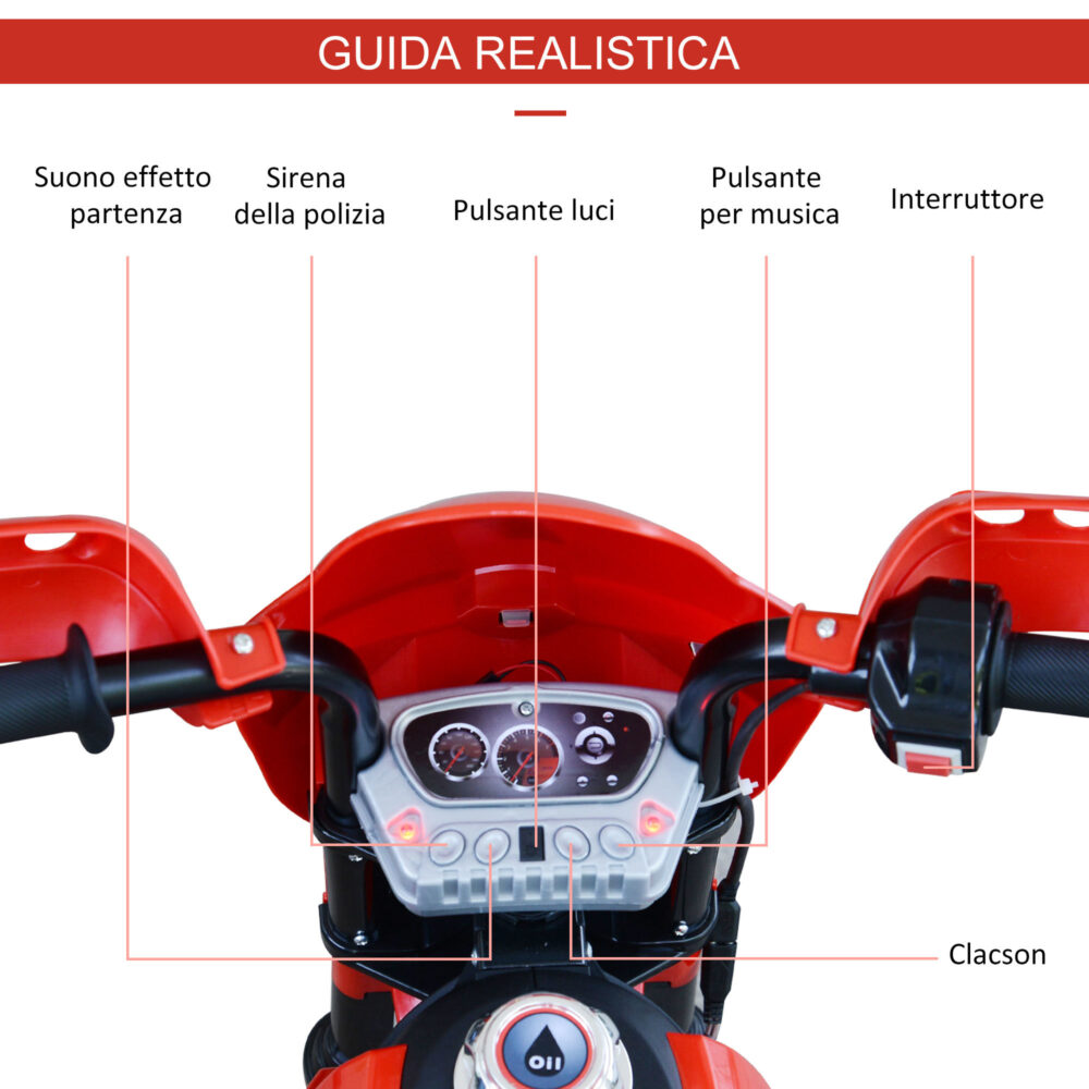 Vespa cavalcabile 6 V per bambini con musica e clacson, Moto