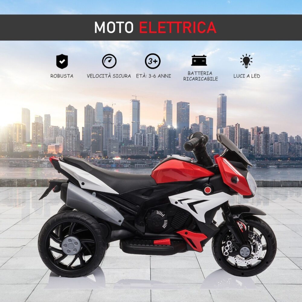 Moto elettrica giocattolo a batteria 6 V con musica e fari, Moto