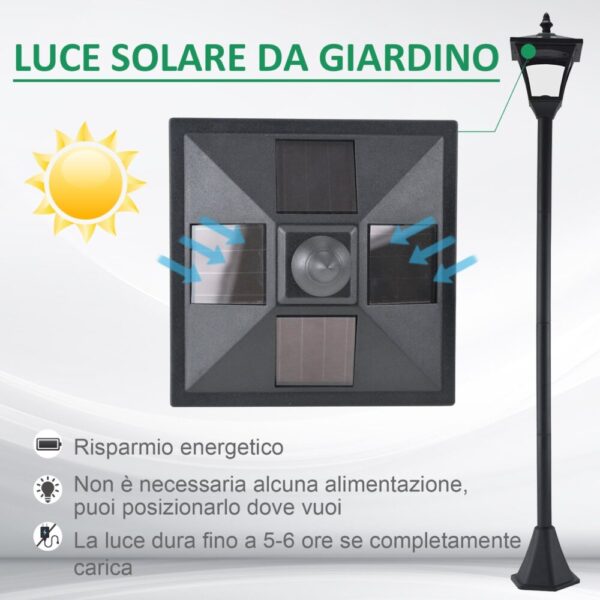 Lampada da Giardino LED Solare da Esterno, Lampada da Terra Impermeabile IP44, 15x15x120 cm, Nero