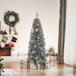 Albero di Natale Slim Alto 150cm con Base Rimovibile Color Argento