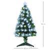 Albero di Natale in Fibra Ottica con Luci a LED e palline decorative 90cm