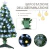 Albero di Natale in Fibra Ottica con Luci a LED e Palline Decorative 90cm