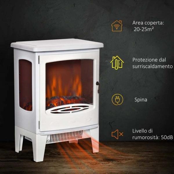 Camino Elettrico Effetto Fiamma e 3 Lati Aperti Temperatura Regolabile