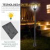 Lampada da Giardino LED Solare da Esterno, Lampada da Terra Impermeabile IP44, 15x15x120 cm, Nero