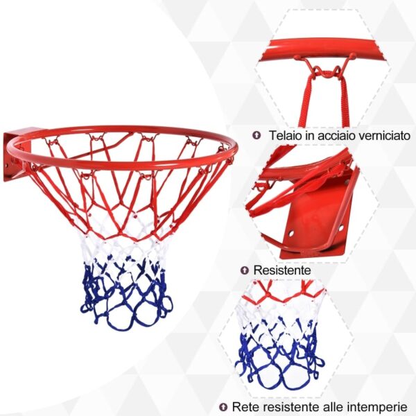 Canestro da Basket con cerchio in metallo e rete in nylon diametro Φ46cm