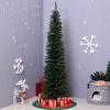 Albero di Natale Alto 180cm e Stretto con Rami Realistici e Base in Plastica, Verde