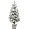 Albero di Natale Innevato con 60 Luci LED Bianche e 116 Rami, Base con Vaso Rimovibile, 90cm Verde