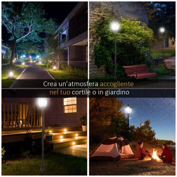 Lampada da Giardino LED Solare da Esterno, Lampada da Terra Impermeabile IP44, 15x15x120 cm, Nero