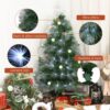 Albero di Natale in Fibra Ottica con Luci a LED e Palline Decorative 90cm