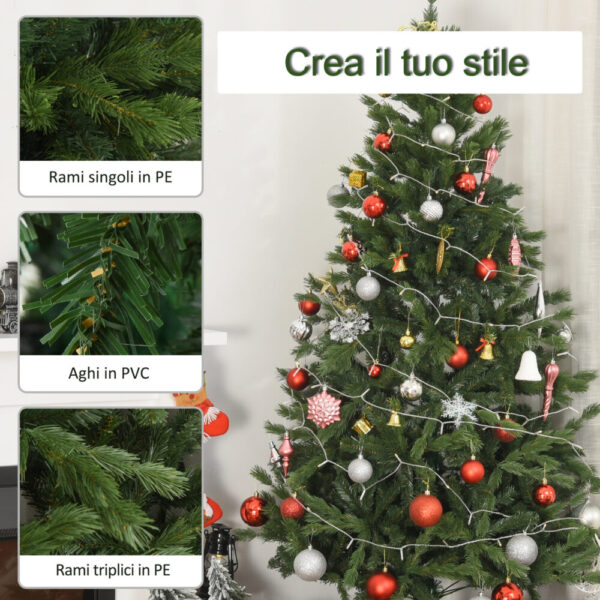 Albero di Natale Artificiale Gigante 210cm Realistico con 934 Rami, Base Pieghevole e Rimovibile