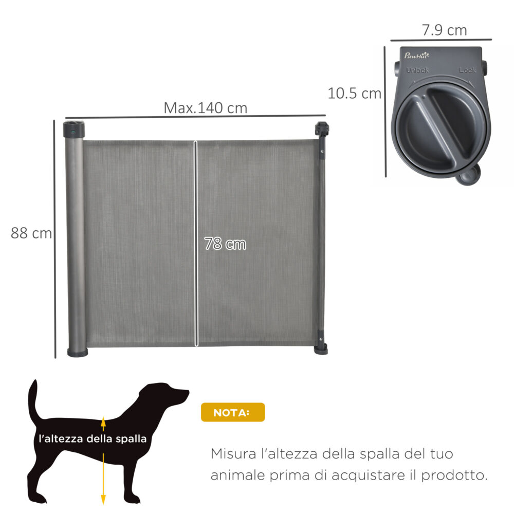 PawHut Cancelletto per Cani Estensibile con Porta Automatica