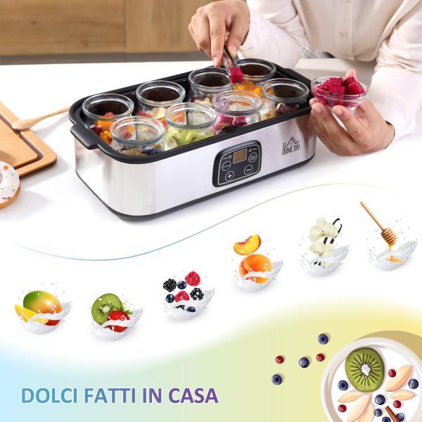 Yogurtiera Elettrica 30W con 8 Vasetti Inclusi e Temperatura Regolabile 20-55°C