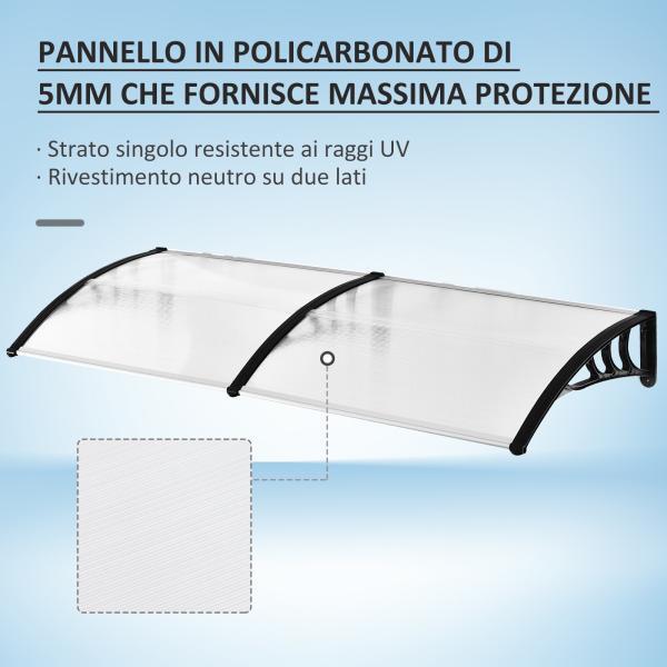 Pensilina Tettoia per Porta o Finestra Impermeabile Anti-UV in Policarbonato