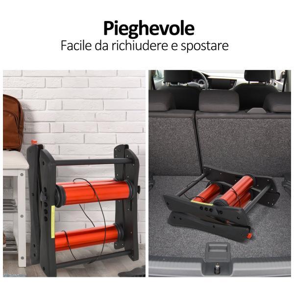 Rullo per Bicicletta Trainer Pieghevole e Regolabile Rosso