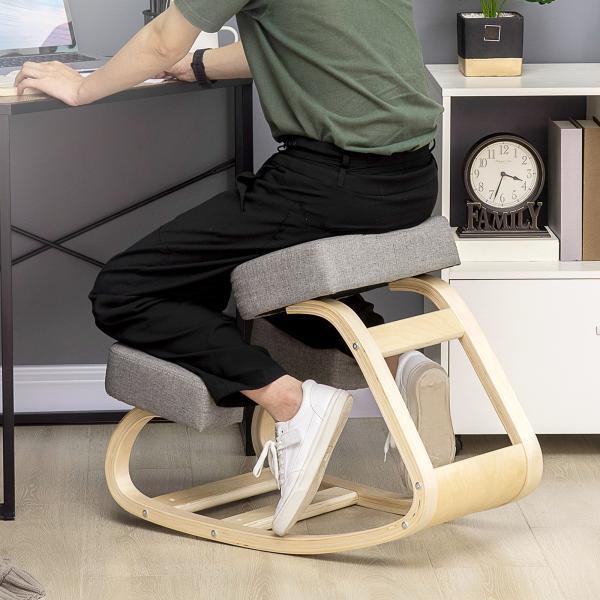 Sedia Ergonomica con Inginocchiatoio in Legno di Betulla e Cuscino in Gommapiuma e Poliestere