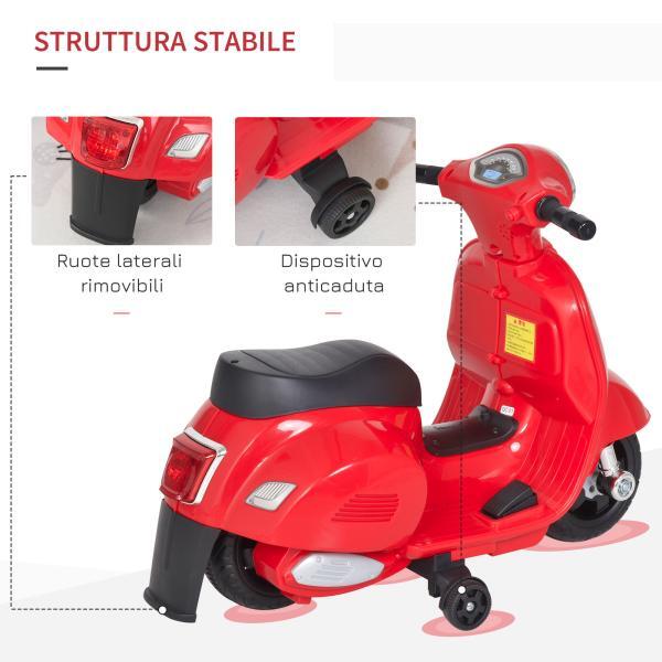 Vespa elettrica per bambini Batteria 6V Fari e Clacson 18-36 mesi