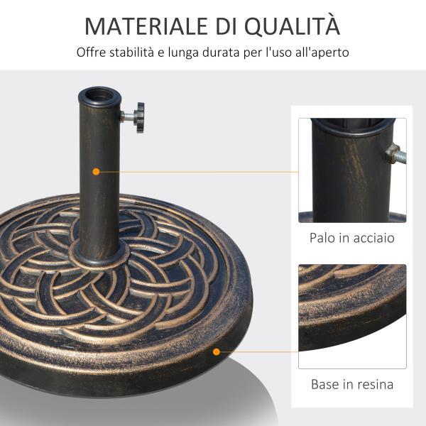 Base per Ombrellone Rotonda da 12kg in Resina con Decorazione