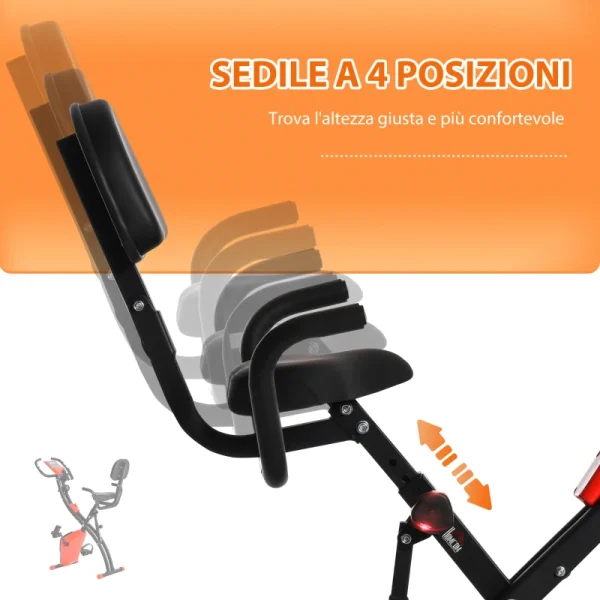 Cyclette Pieghevole 2 in 1 con Schermo LCD - Rosso