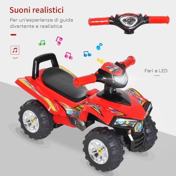 Quad Giocattolo per Bambini con 4 Ruote Clacson Musica Luci