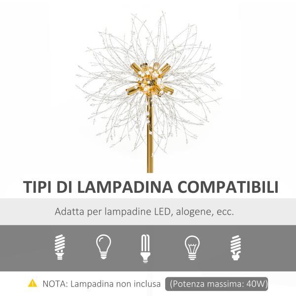 Lampada da Terra Moderna a Piantana Rotonda e Paralume con Cristalli Lampada da Salotto e Camera