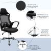 Sedia da Ufficio Ergonomica sedie da gaming in Tessuto a Rete Traspirante con Ampi Braccioli Nero