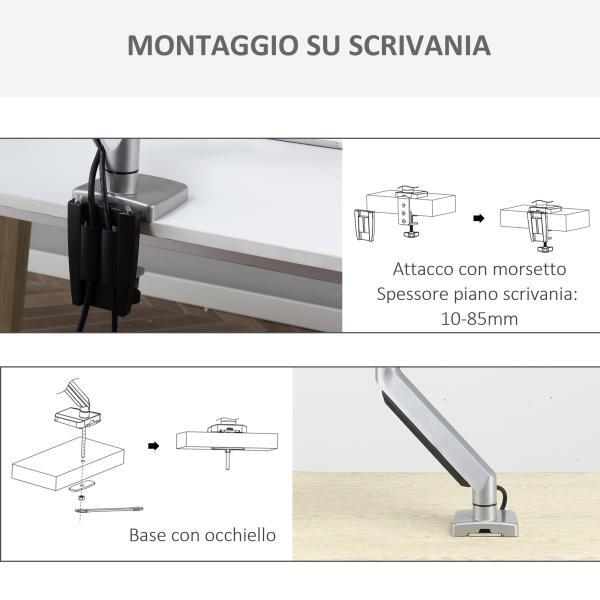 Supporto Monitor da 13-32'' in Alluminio Regolabile in Altezza e Inclinazione