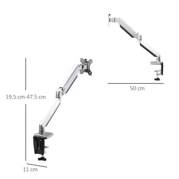 Supporto Monitor da 13-32'' in Alluminio Regolabile in Altezza e Inclinazione