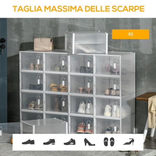 Mobile Scarpiera Rettangolare in Plastica PP, 18 Box 25x35x19 cm per Scarpe max 43 EU, Vestiti e Libri