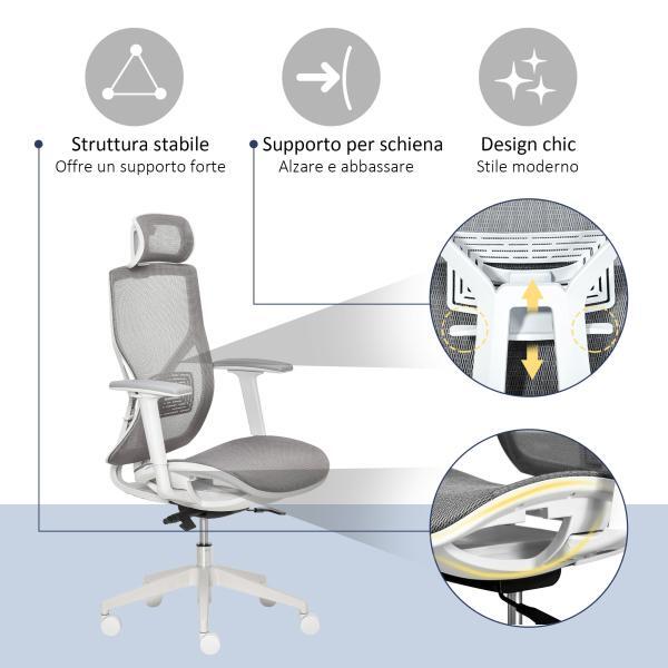 Sedia Ergonomica da Altezza e inclinazione Regolabili - Grigio