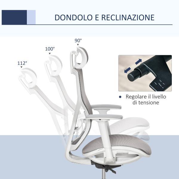 Sedia Ergonomica da Altezza e inclinazione Regolabili - Grigio