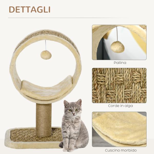 Tunnel Tiragraffi per Gatti Adulti e Gattini Cuccia per Gatti a Tubo - Beige