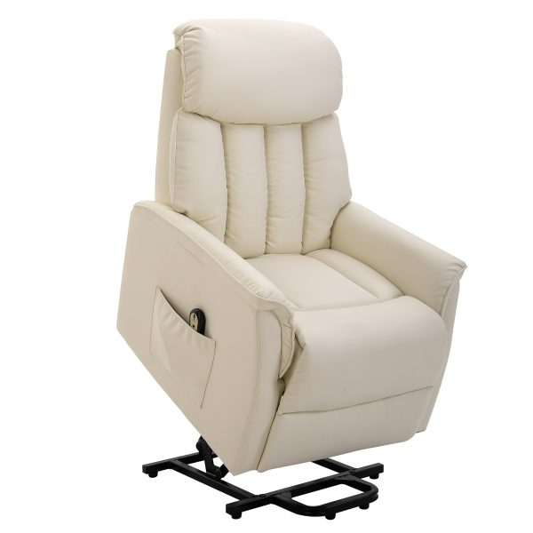 Poltrona Relax Alzapersone con Telecomando, Reclinabile con Poggiapiedi color Crema Beige