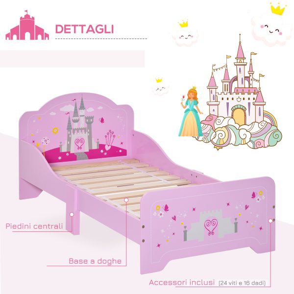 Letto per Bambini da 3-6 anni con Sponde di Sicurezza in Legno - Rosa