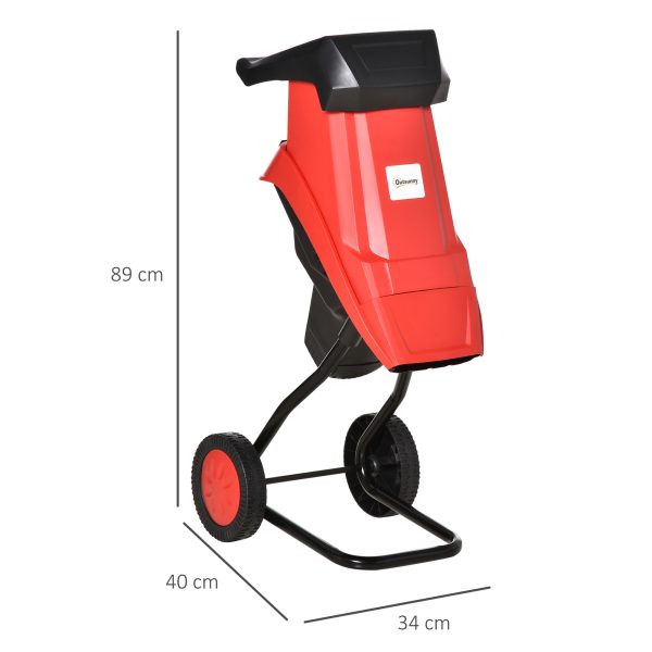 Biotrituratore Elettrico da Giardino con Sacco da 50L Paletta e Ruote Trituratore da Giardino