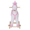 Dondolo in Legno Unicorno Cavalcabile Bianco e Rosa