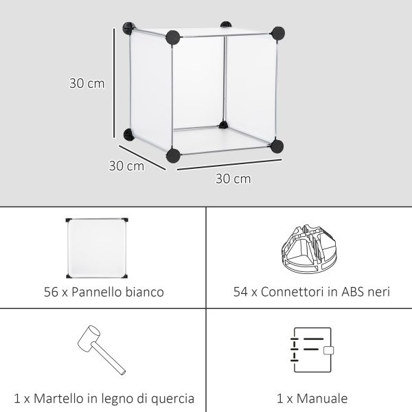 16 Cubi 30x30x30cm in Plastica PP e Acciaio