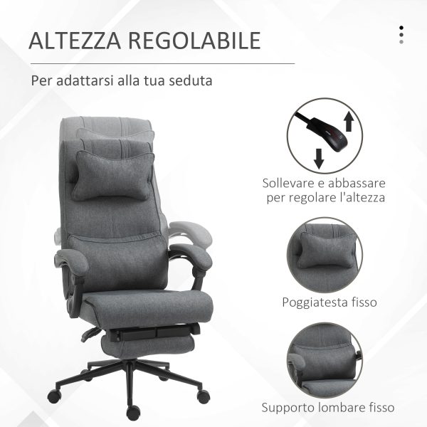 Sedia da Ufficio Ergonomica ad Altezza Regolabile con Braccioli e Poggiapiedi