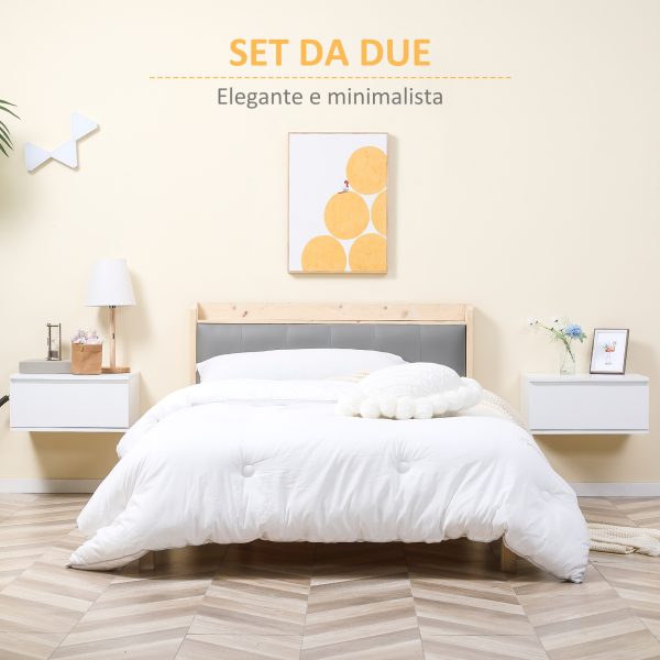 Comodino Set 2 Pezzi con Cassetto e Design Sospeso in Truciolato e MDF