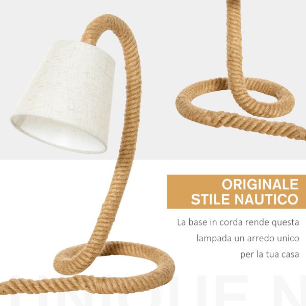 Lampada da Tavolo Stile Marinaro in Corda e Tessuto