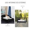 Lettino per cani Animali Domestici Chaise Longue in Vimini con Cuscino Nero