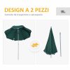 Terrazza Portatile Φ220cm con Tettuccio Inclinabile in Poliestere Verde Scuro