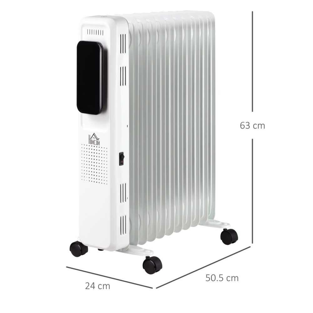 Stufa Termosifone Radiatore a Olio a 11 Elementi, 3 Livelli di  Riscaldamento, Timer e Funzione ECO, 50.5x24x63cm - Bianco 