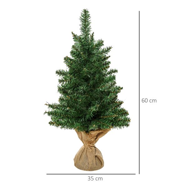 Albero di Natale Mini 60cm con 70 Rami e Aghi Realistici in PVC