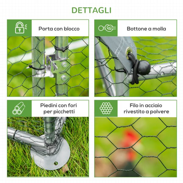 Recinto per Galline in Acciaio Galvanizzato con Telo di Protezione in Oxford