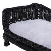 Lettino per cani Animali Domestici Chaise Longue in Vimini con Cuscino Nero