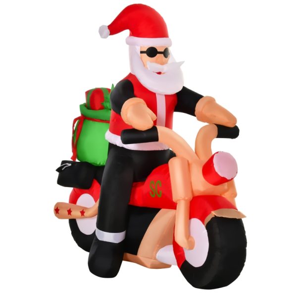 Babbo Natale Gonfiabile da esterno su Motocicletta con Luci LED Integrate