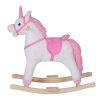 Dondolo in Legno Unicorno Cavalcabile Bianco e Rosa