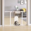 Cancelletto per Cani Estensibile con Porta a Chiusura Automatica, in Metallo e ABS, 75-131x76 cm, Bianco