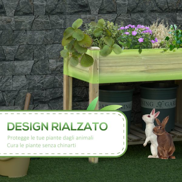 Fioriera Rialzata in Legno con Gambe e Ripiano Inferiore per Giardino e Balcone 91x51x76cm